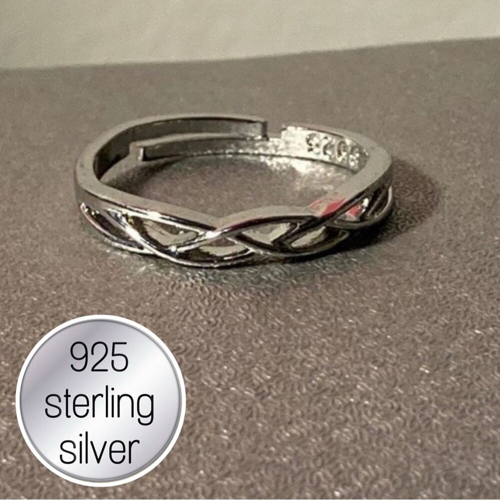 fashion ring adjustable 925 sterling silver Celtic knot braid